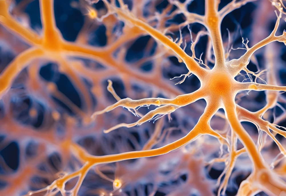 AI-generated representation of neural cell growth.